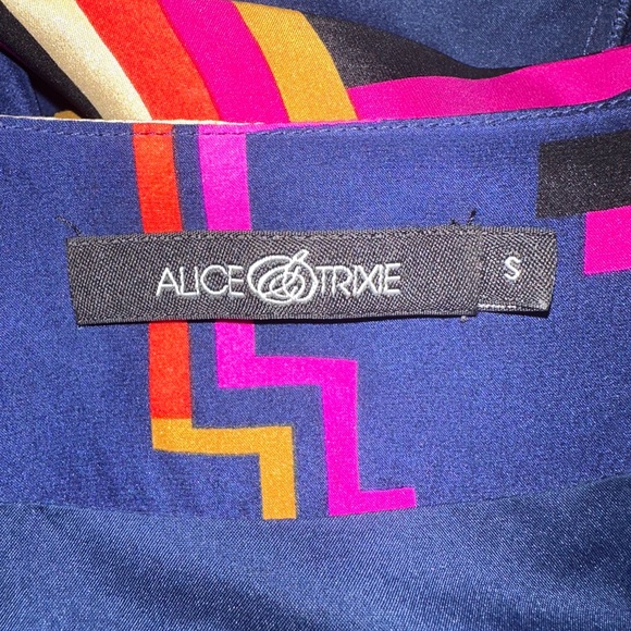 Alice and Trixie - Navy and Fuchsia Silk Long Sleeve Mini Shift Dress - EUC - S - Picture 4 of 7